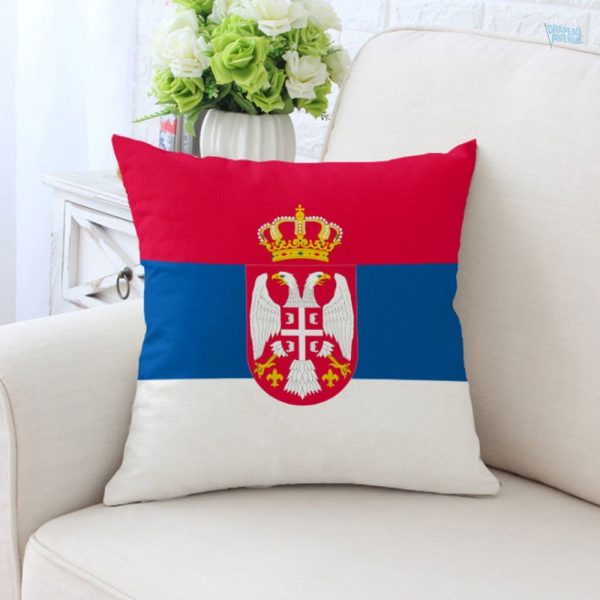 Taie d'oreiller aux couleurs du drapeau serbe, décorative et unique